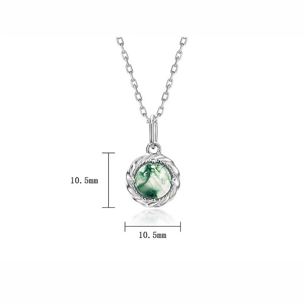 Mirabelle - Round Cut Moss Agate Classic Necklace