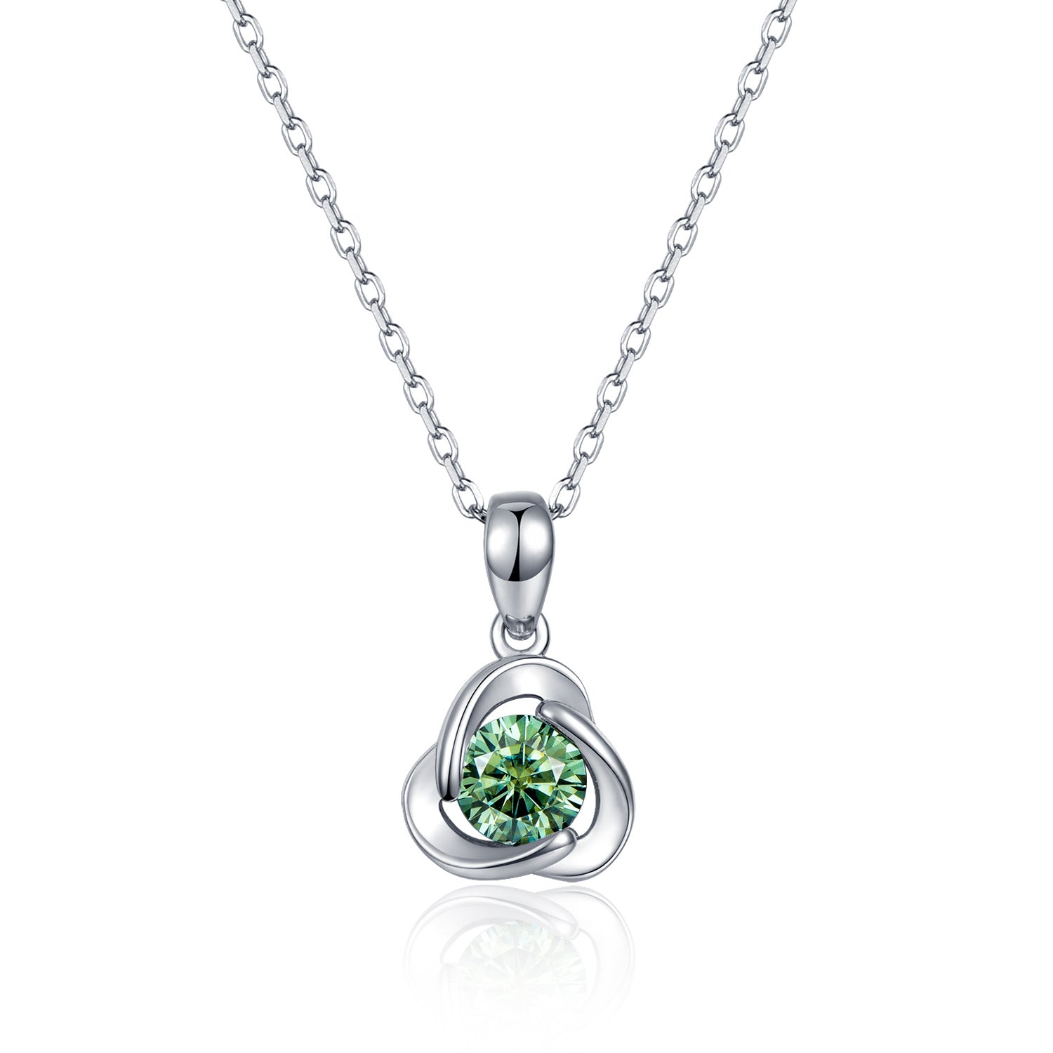 Mira - Round Cut Green Moissanite Classic Necklace