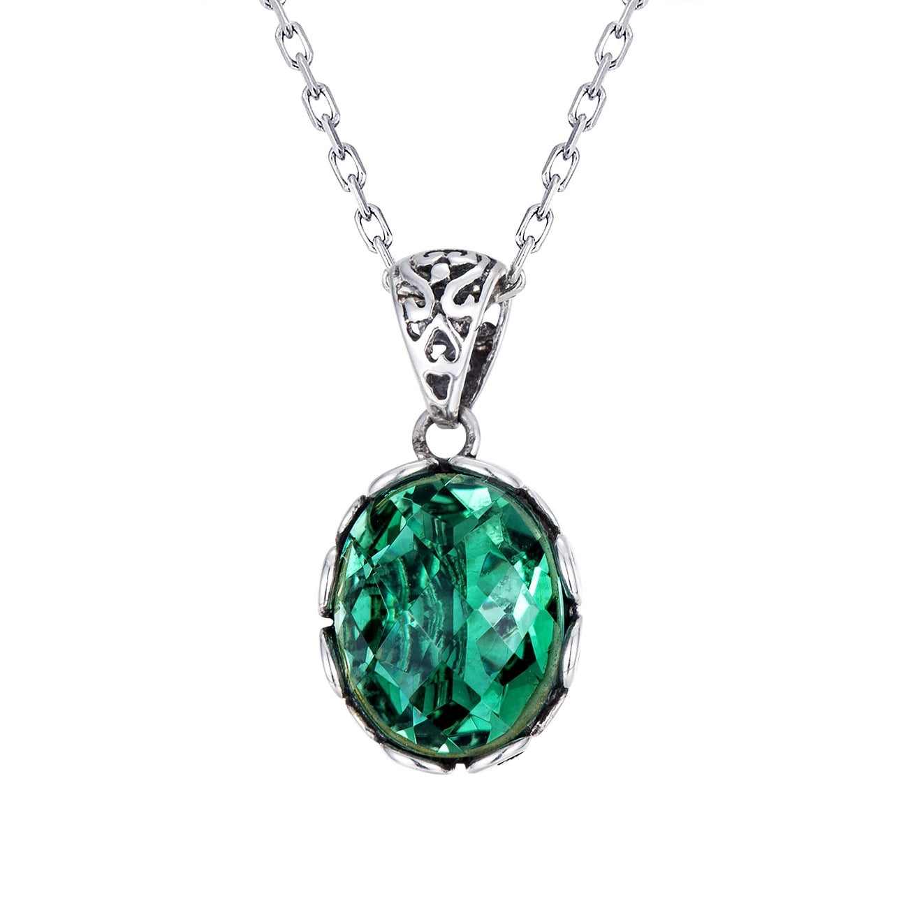 Nocturne - Oval Cut Green Crystal Nostalgia-Inspired Vintage Necklace