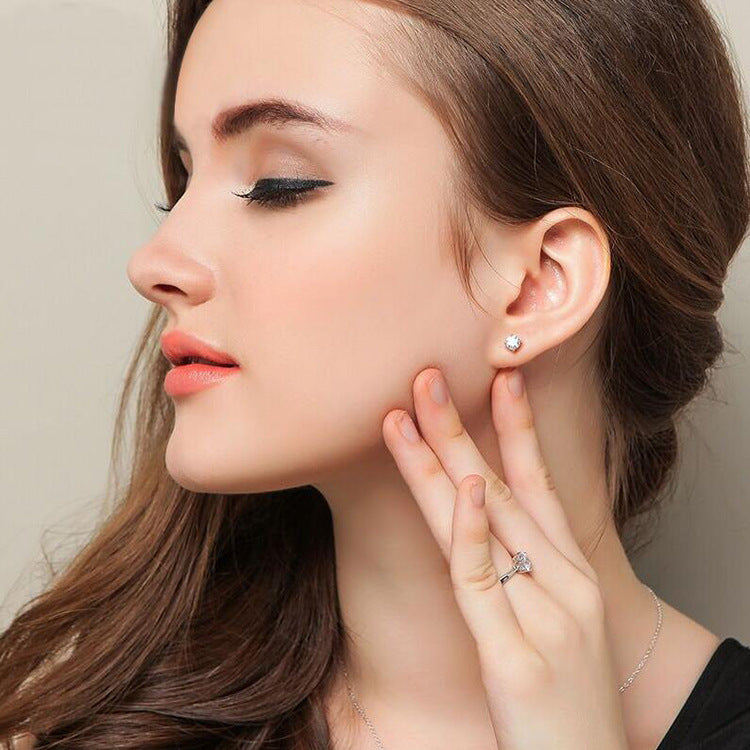 Round Cut Moissanite Classic Solitaire Stud Earrings