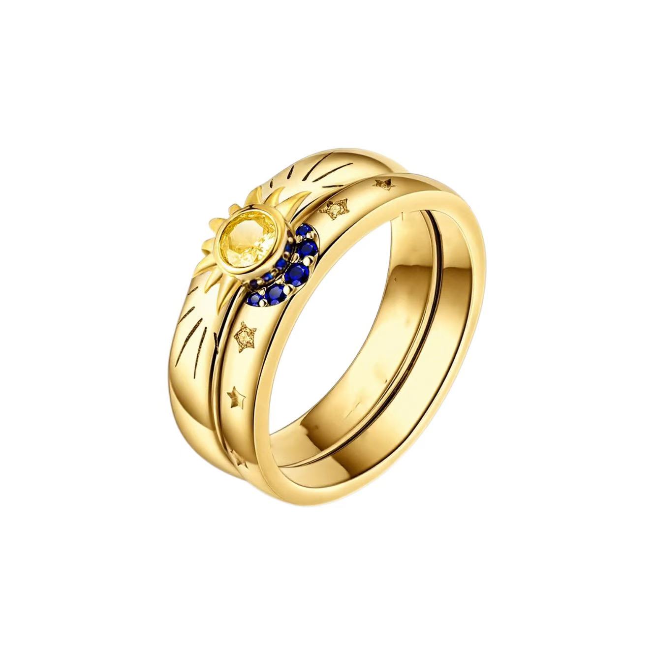 Stackable Sun and Moon Celestial couple ring & Friendship Ring & Promise Ring