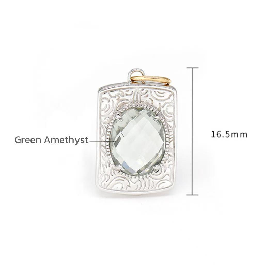 LunaTear - Oval Cut Natural Green Amethyst Victorian Vintage Necklace
