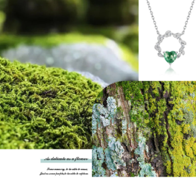 Daphne Heart Cut Moss Agate Nature Necklace