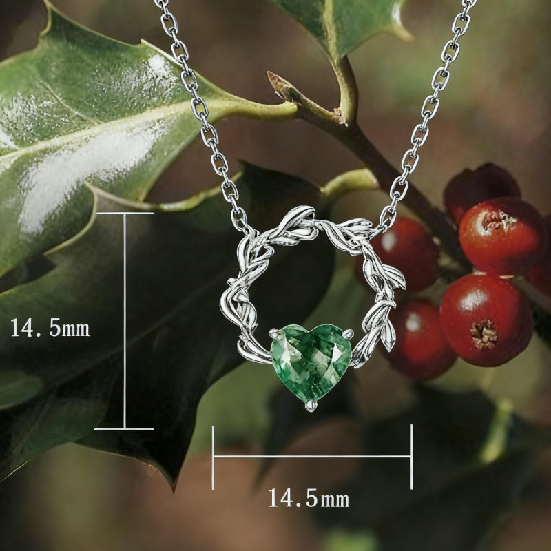 Daphne Heart Cut Moss Agate Nature Necklace
