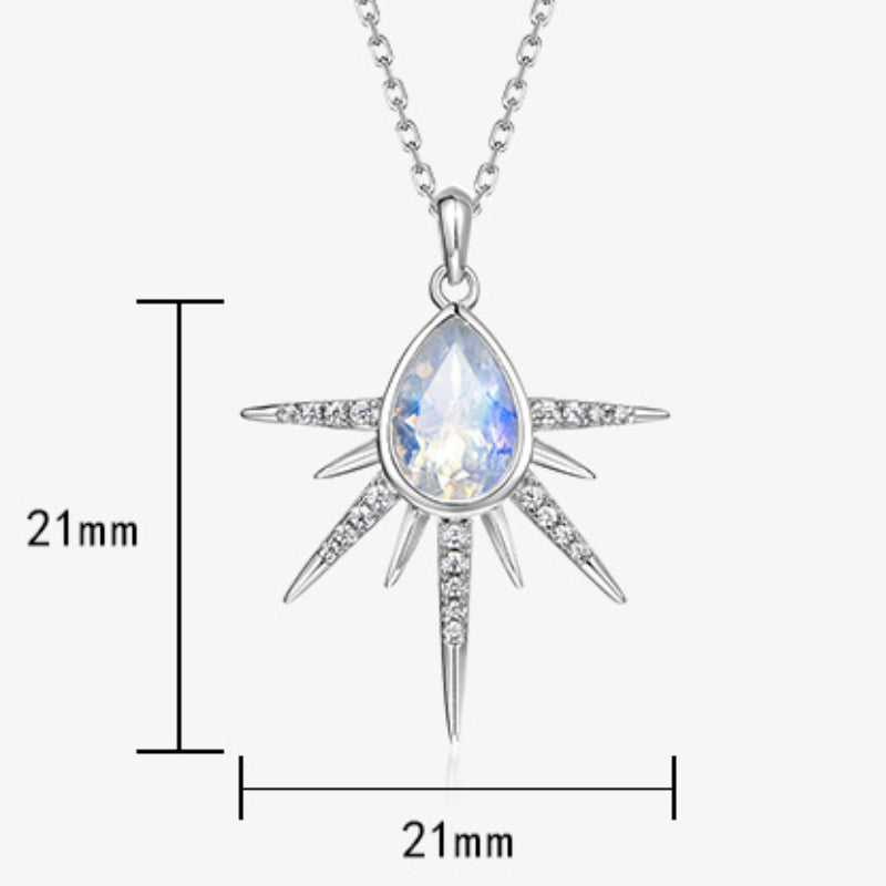 Pear Cut Colorful Moonstone Galaxy Pendant Necklace