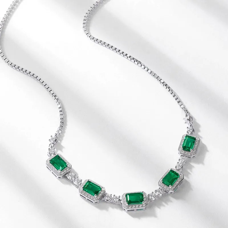 Emerald Cut Lab Emerald Classic Necklace