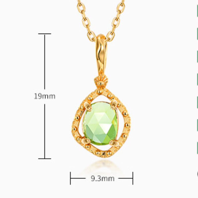 Theodora - Irregular Cut Green Peridot Unique Necklace