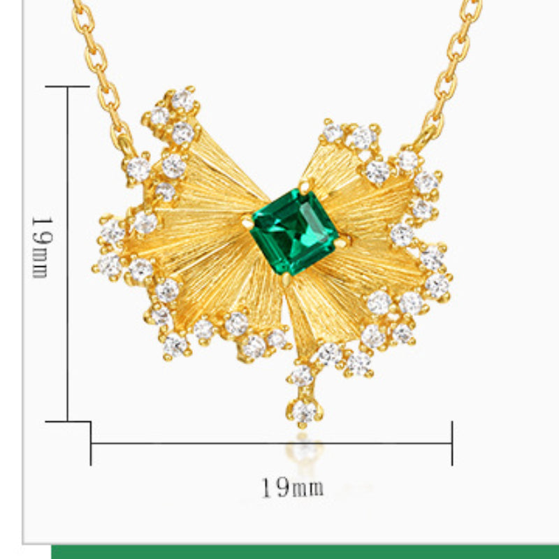 Leonard-Princess Cut Emerald Unique Necklace