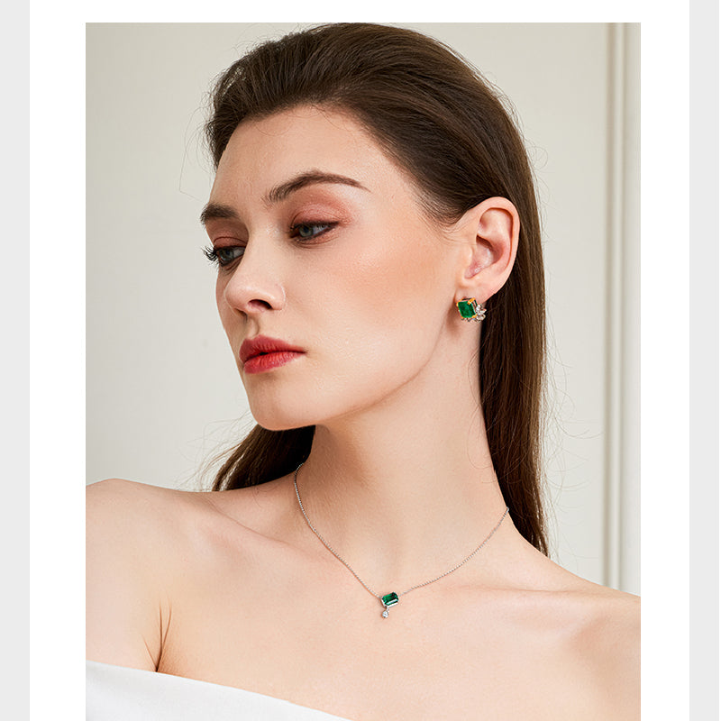Edith-Emerald Cut Emerald Classic Necklace
