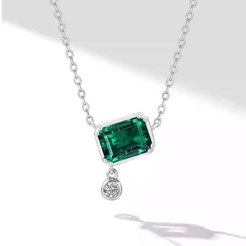 Edith-Emerald Cut Emerald Classic Necklace