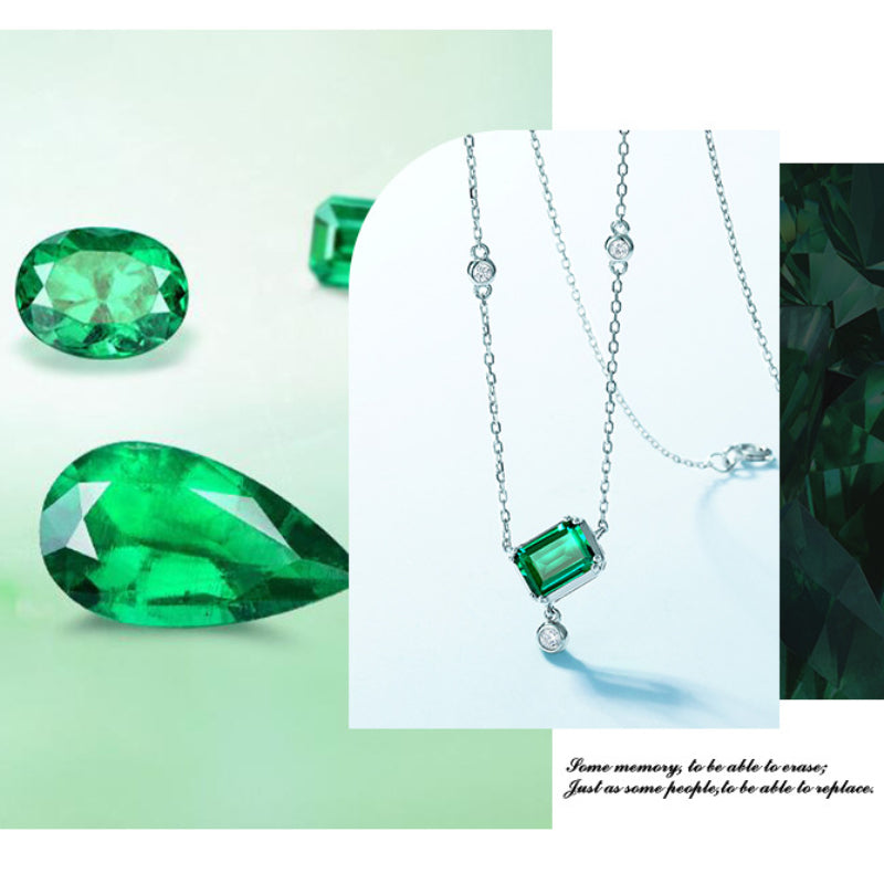 Edith-Emerald Cut Emerald Classic Necklace