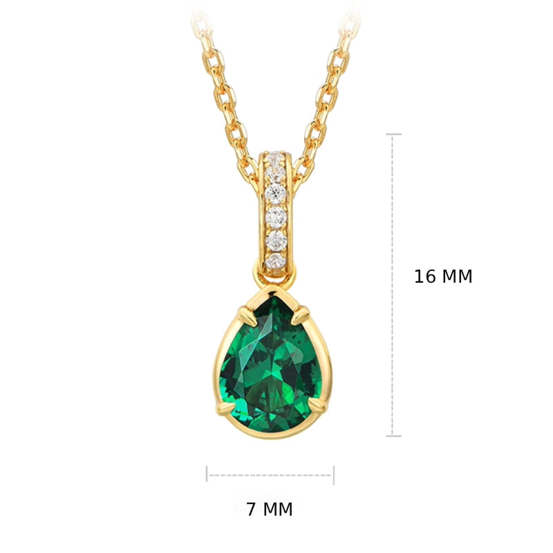 Beatrice-Pear Cut Emerald Classic Necklace