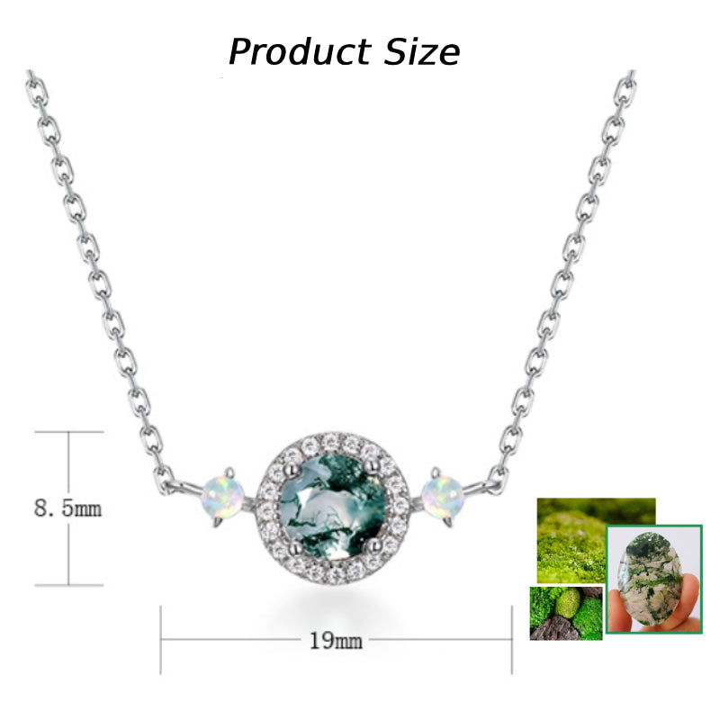 Prudence Round Cut Moss Agate Classic Necklace
