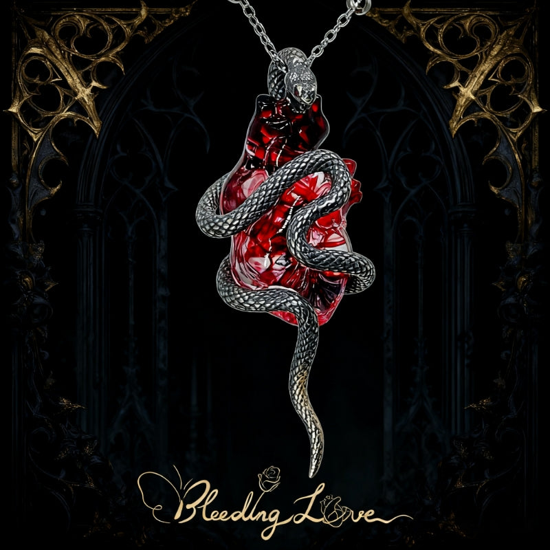 Dark Aesthetics Anatomical Bloody Heart with Snake Handmade Design Gothic Pendant