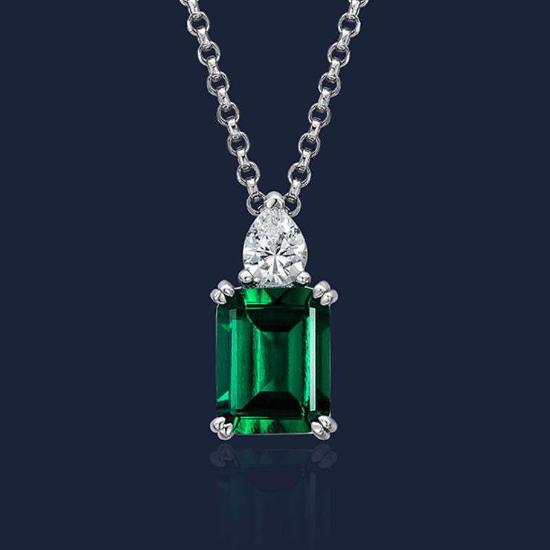 Eleanor- Emerald Cut Emerald Classic Necklace