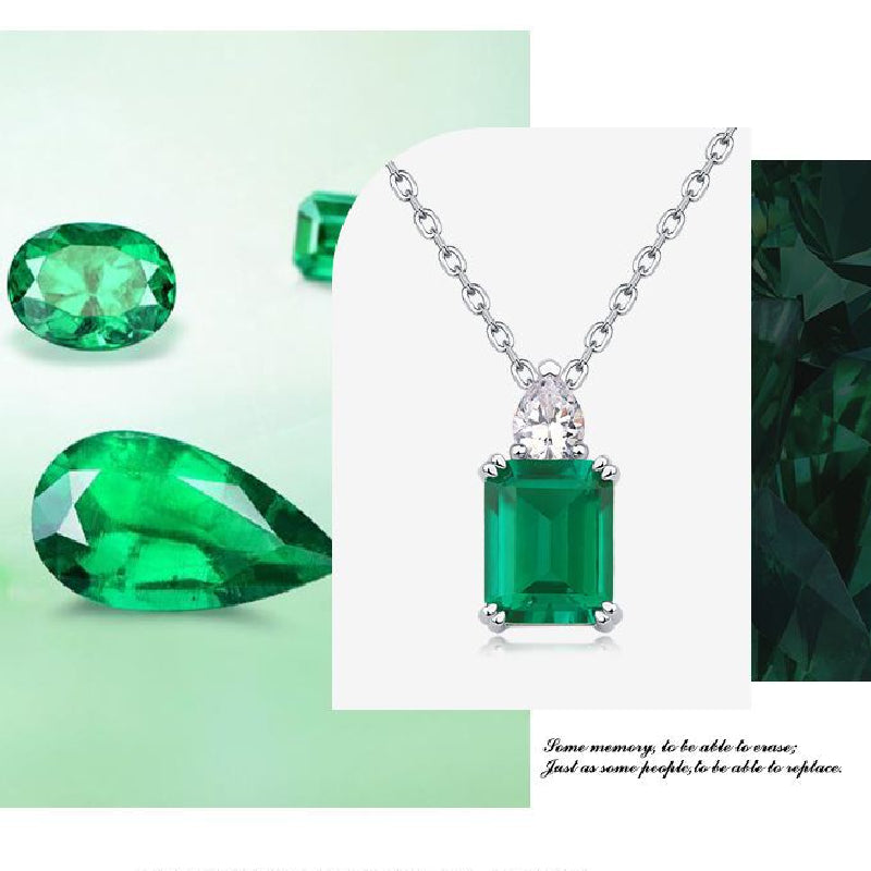 Eleanor- Emerald Cut Emerald Classic Necklace