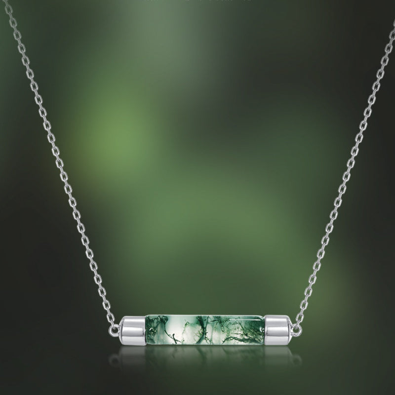 Aurora Kite Cut Moss Agate Unique Necklace