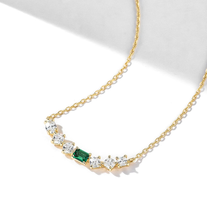 Margaret- Emerald Cut Emerald Unique Necklace