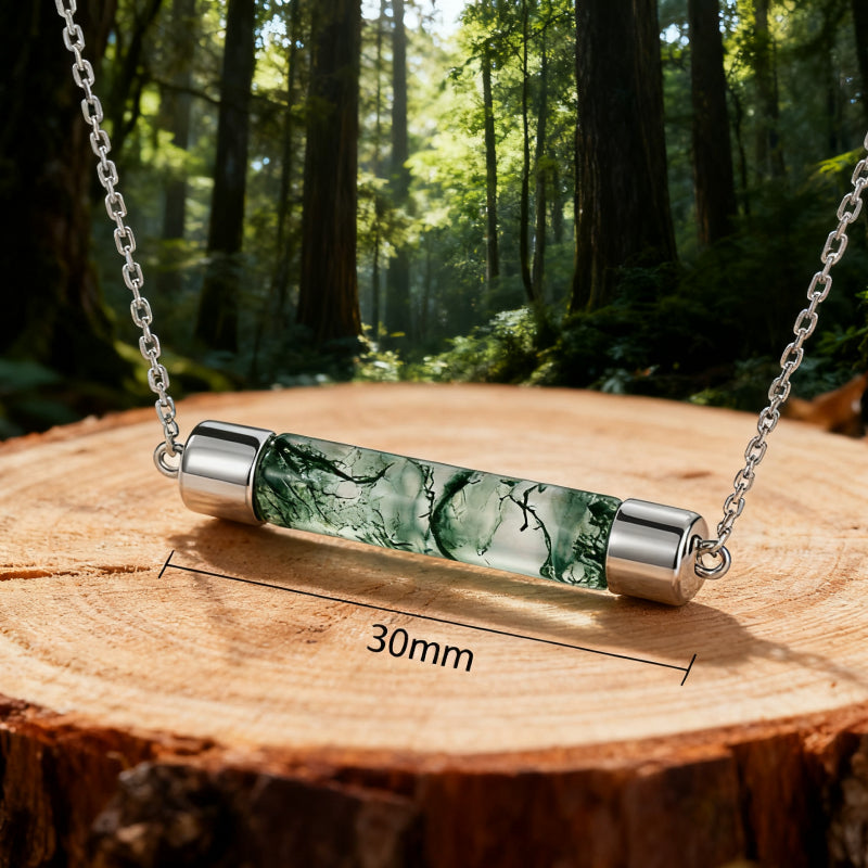 Aurora Kite Cut Moss Agate Unique Necklace