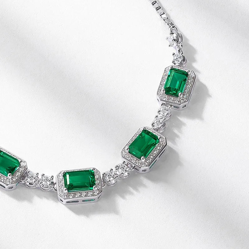 Emerald Cut Lab Emerald Classic Necklace