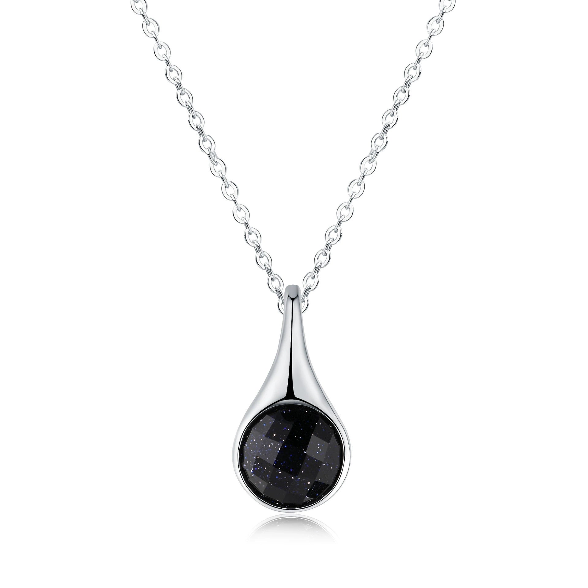 Yvaine - Round Cut Blue Sandstone Classic Necklace