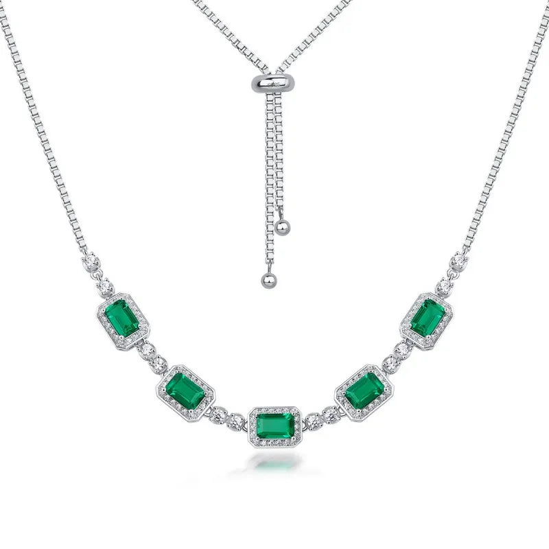 Emerald Cut Lab Emerald Classic Necklace