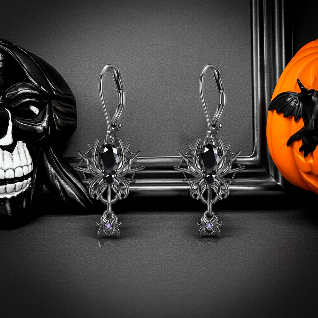 Gothic Cubic Zirconia Spider Earrings Unique Choices Halloween Earrings
