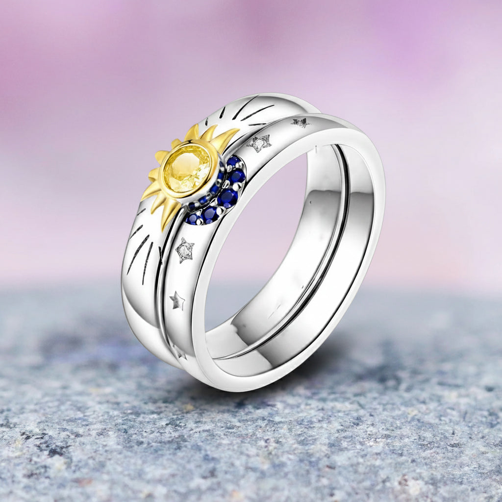 Stackable Sun and Moon Celestial couple ring & Friendship Ring & Promise Ring