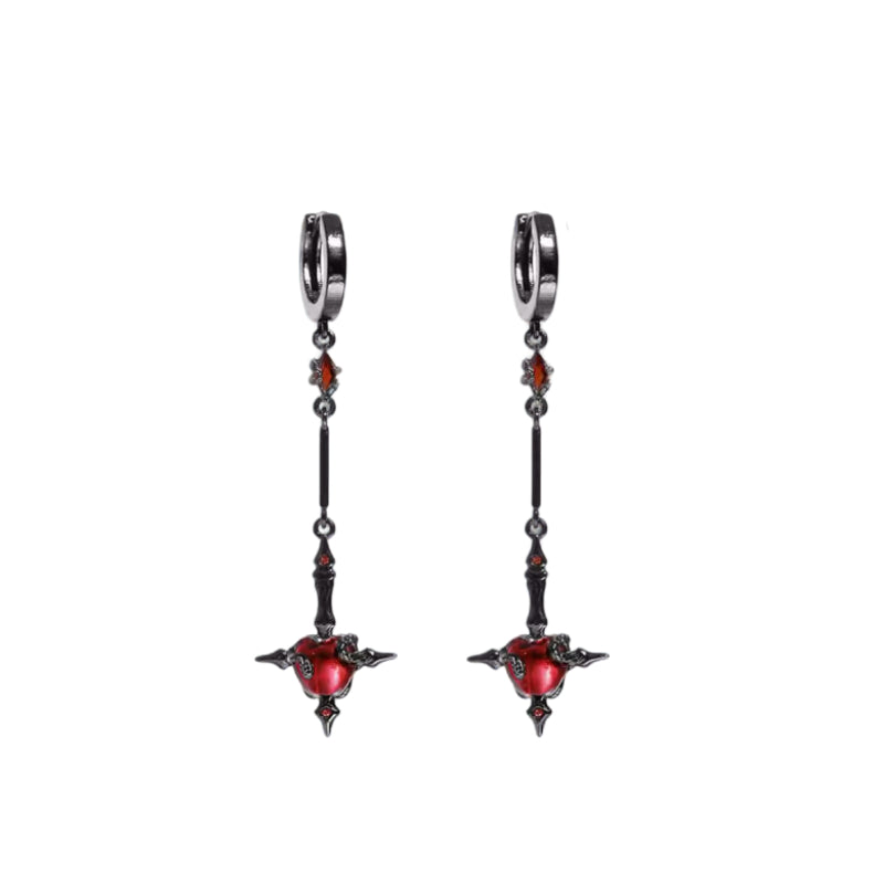Gothic Taboo Apple Drop Earrings & Snake Clip Earrings Unique Choices Halloween Earrings