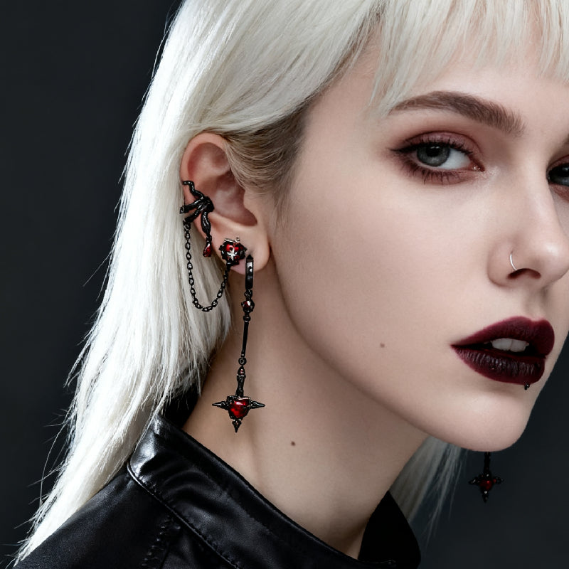 Gothic Taboo Apple Drop Earrings & Snake Clip Earrings Unique Choices Halloween Earrings