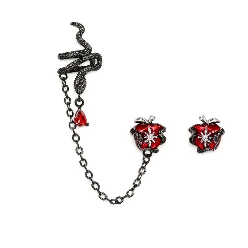 Gothic Taboo Apple Drop Earrings & Snake Clip Earrings Unique Choices Halloween Earrings