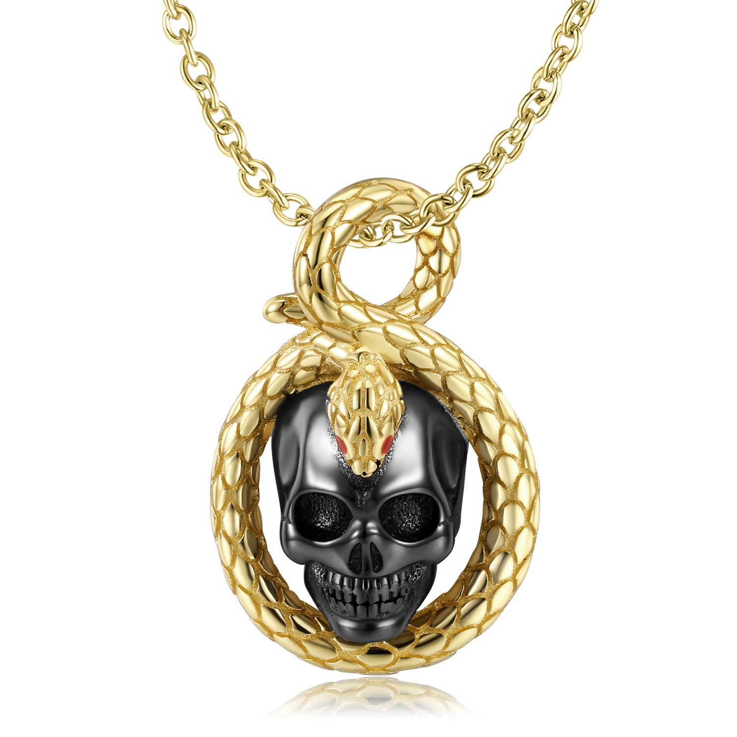 Onyx Dark Aesthetics Headed Skull and Snake Unique Gothic Design Pendant