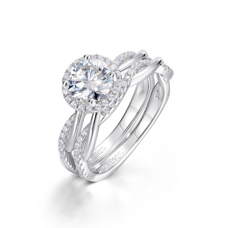 Round Cut Moissanite Ocean Spell Collection Ring Set