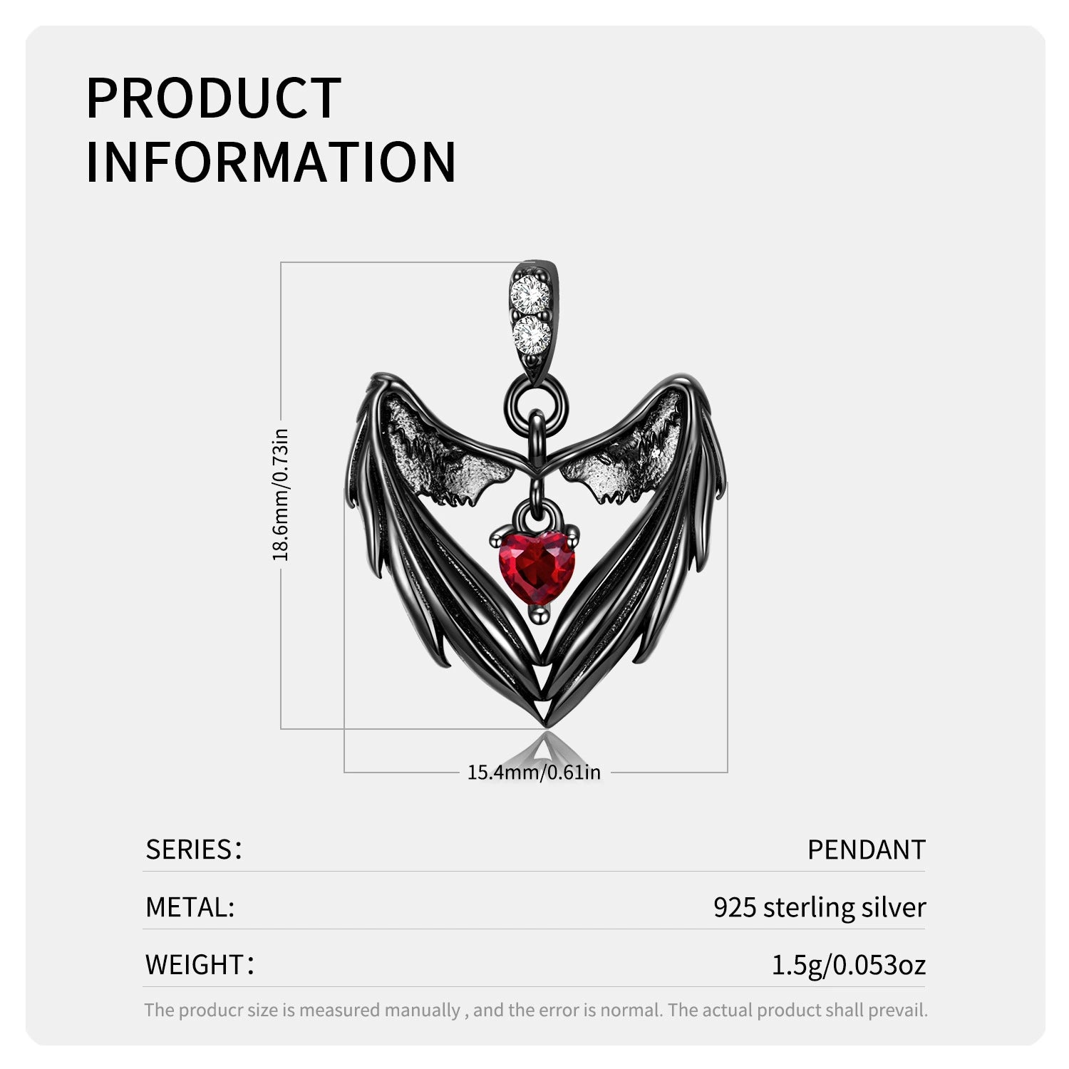 Flying Wings Heart Unique Gothic Design Pendant