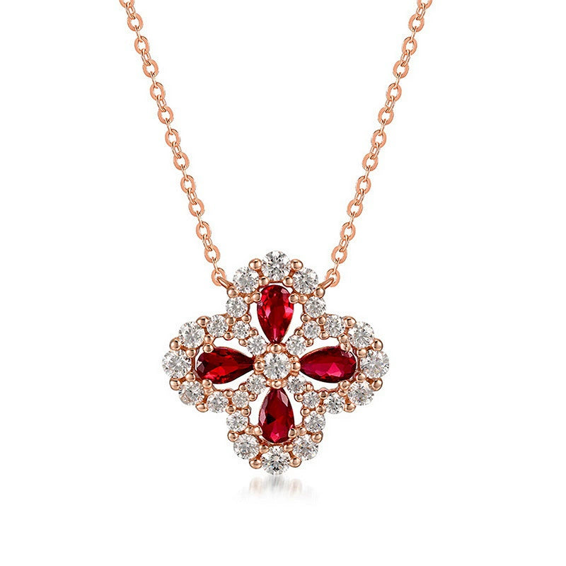 Arabella Pear Cut Ruby Nature Necklace