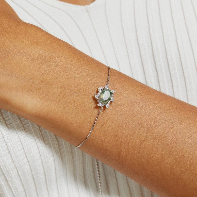 "Aven" - Oval Cut Moss Agate Nature Bracelet