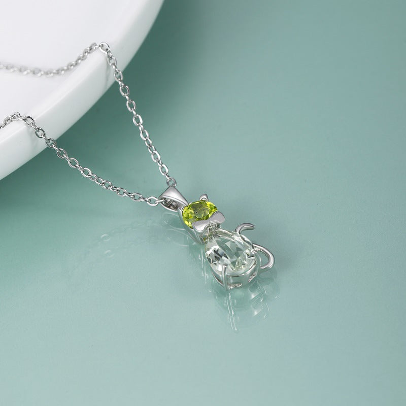 Catrine - Pear Cut Natural Green Amethyst Unique Necklace