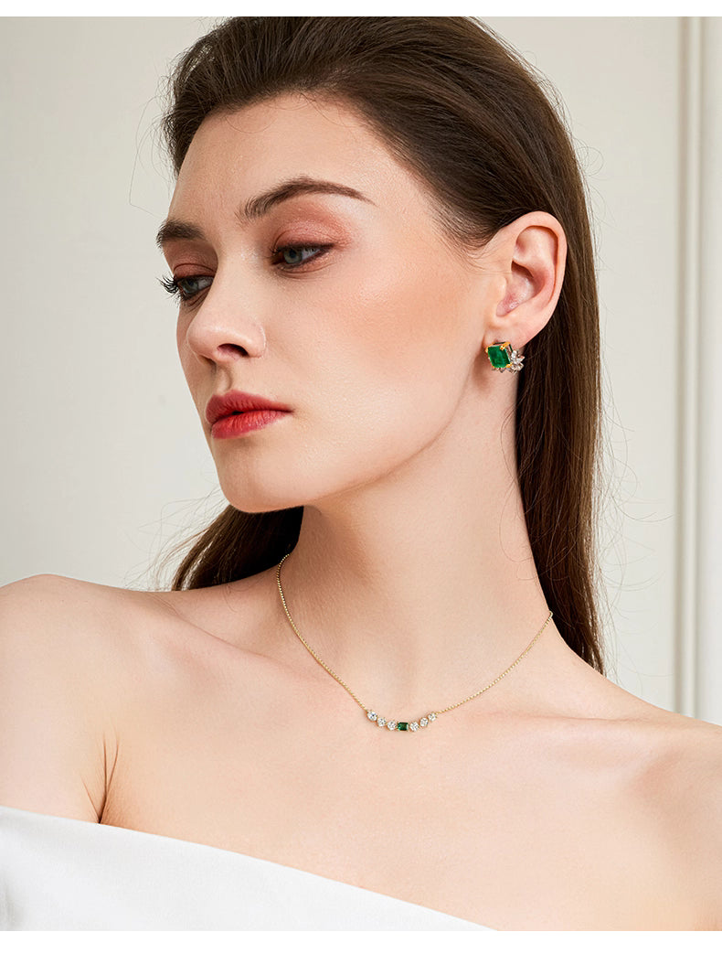 Margaret- Emerald Cut Emerald Unique Necklace