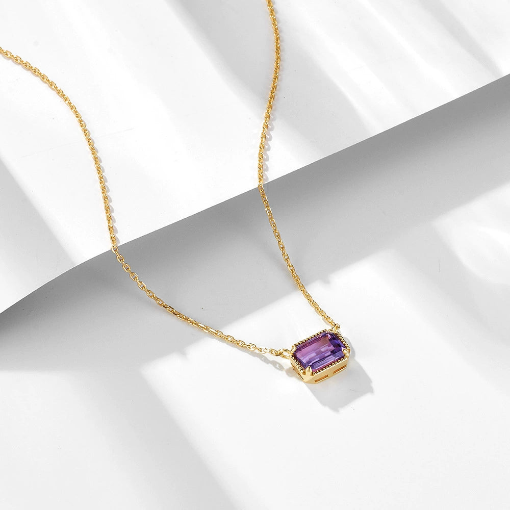 Mirielle Emerald Cut Amethyst Classic Necklace