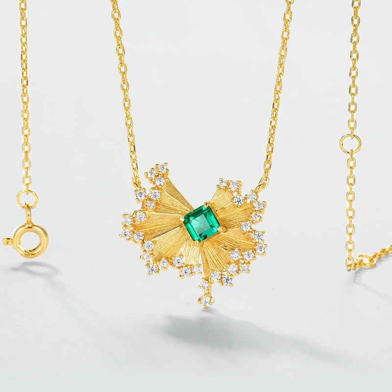 Leonard-Princess Cut Emerald Unique Necklace
