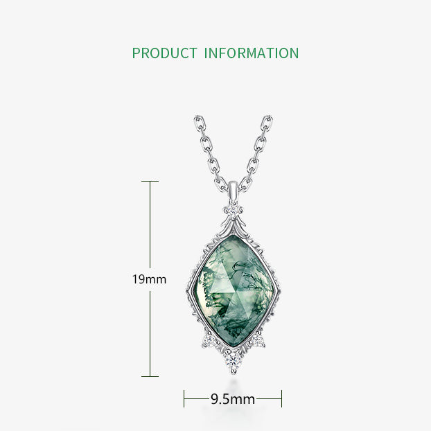 ’Moss Facet‘ Unique Cut Non-Traditional Moss Agate Pendant for Women