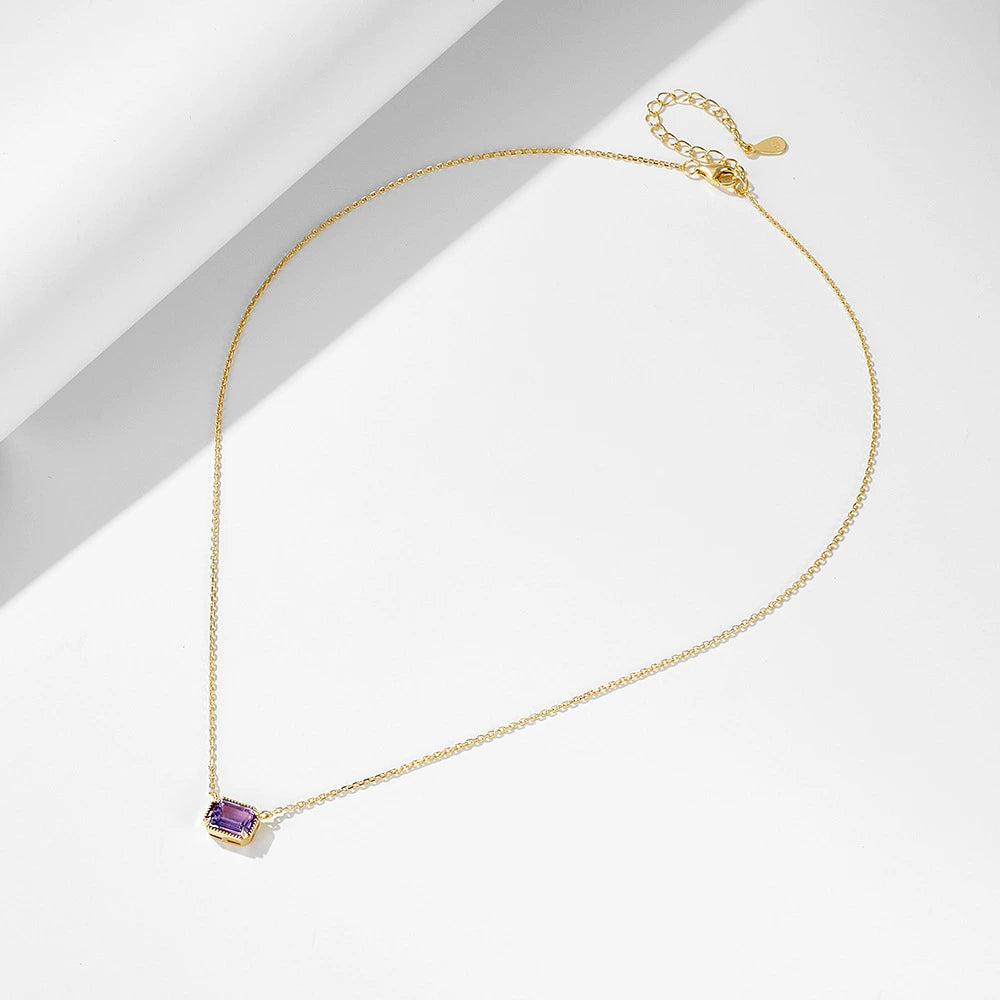 Mirielle Emerald Cut Amethyst Classic Necklace