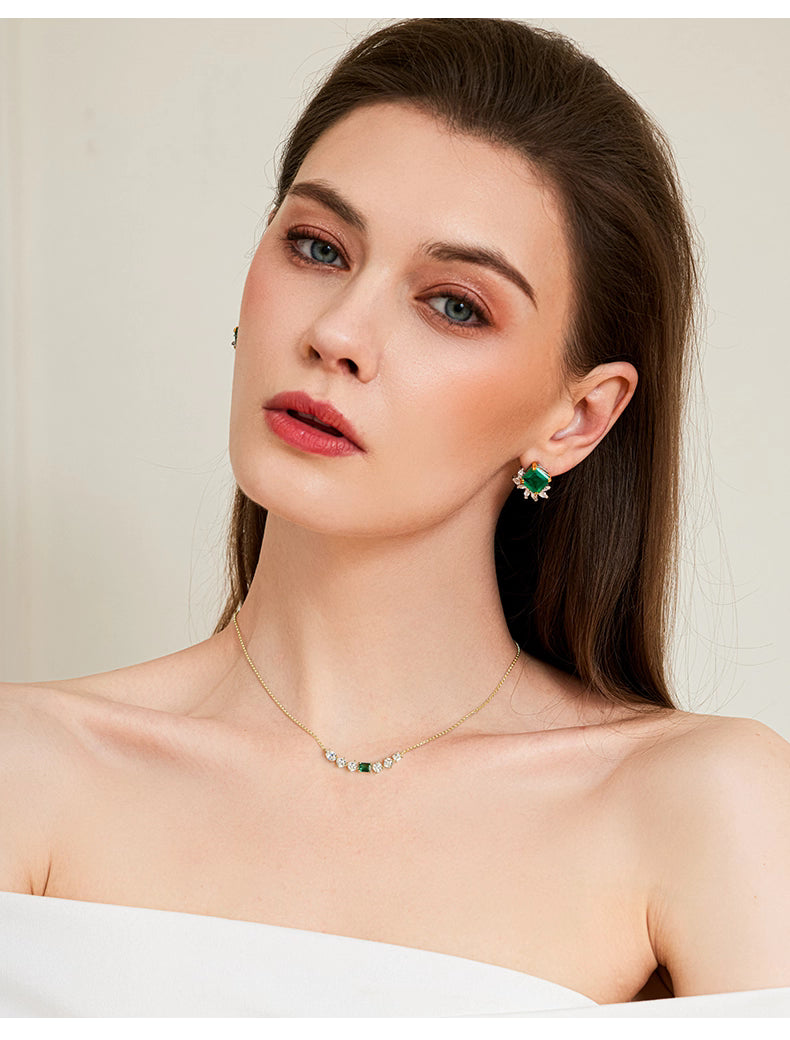 Margaret- Emerald Cut Emerald Unique Necklace