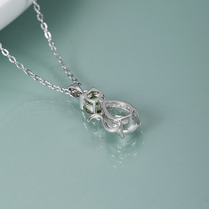 Catrine - Pear Cut Natural Green Amethyst Unique Necklace