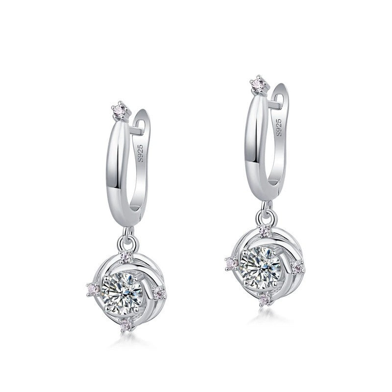 Round Cut Moissanite Nature Inspired Drop Earrings