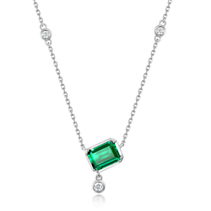 Edith-Emerald Cut Emerald Classic Necklace
