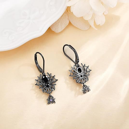 Gothic Cubic Zirconia Spider Earrings Unique Choices Halloween Earrings