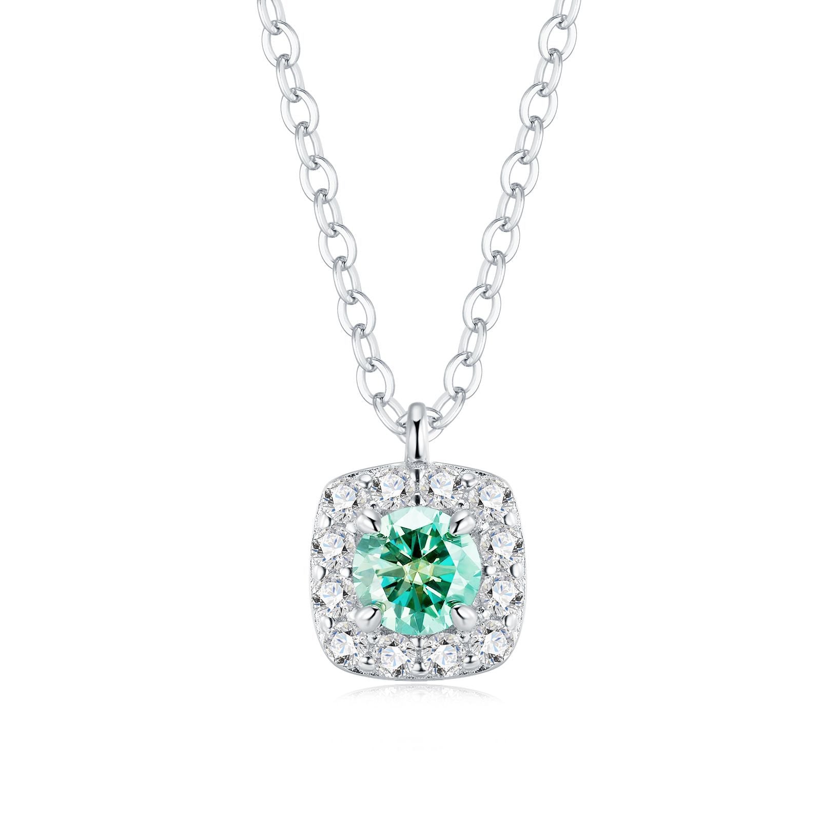 Tala - Round Cut Green Moissanite Halo Necklace