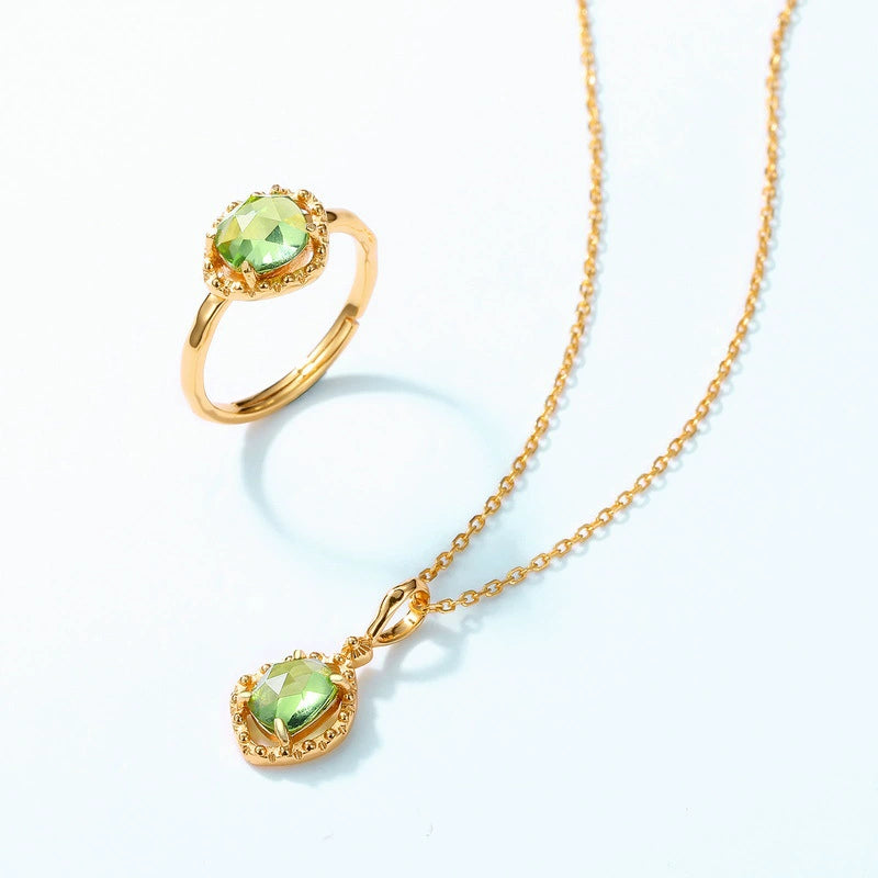 Theodora - Irregular Cut Green Peridot Unique Necklace