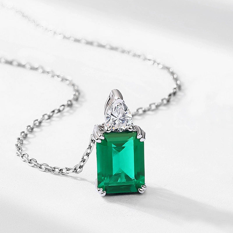 Eleanor- Emerald Cut Emerald Classic Necklace
